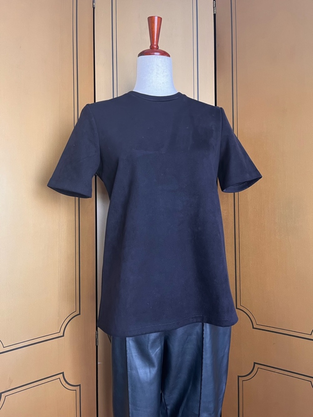 Black faux suede t-shirt